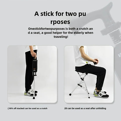💥LAST DAY SALE - 80% OFF🚶‍♂️Folding stool with crutches💥BEST GIFT FOR ELDERLY PEOPLE