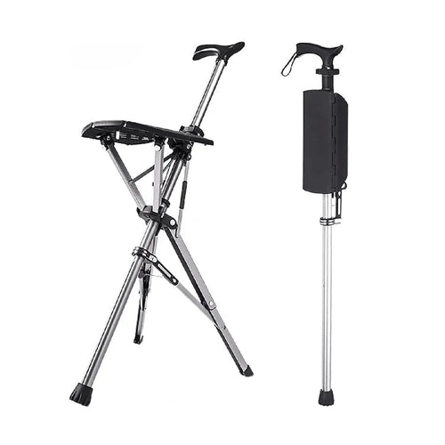 💥LAST DAY SALE - 80% OFF🚶‍♂️Folding stool with crutches💥BEST GIFT FOR ELDERLY PEOPLE